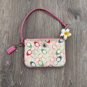 Vintage Y2k Coach Chelsea Pink Monogram Wristlet